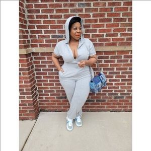 Gray Hooded Jumpsuit